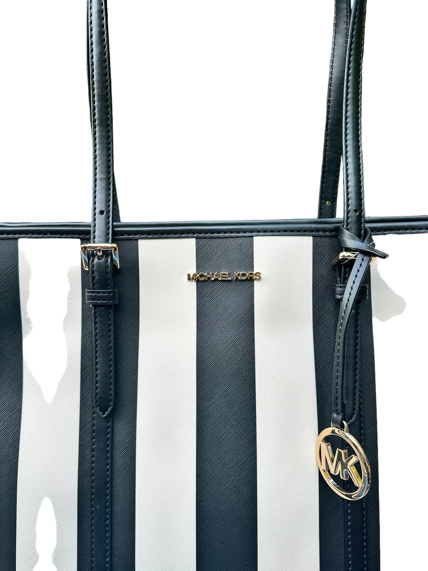 Michael Michael Kors Large Tote Black Stripe, Black and White