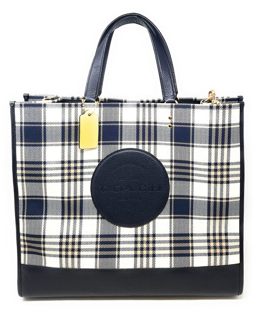 Coach XLarge Dempsey 40 Tote Bag, Black Plaid, Midnight Multi, XL