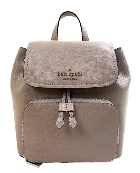 Kate Spade New York Darcy Flap Drawstring Medium Backpack Leather Warm Taupe, Warm Taupe, M, Drawstring