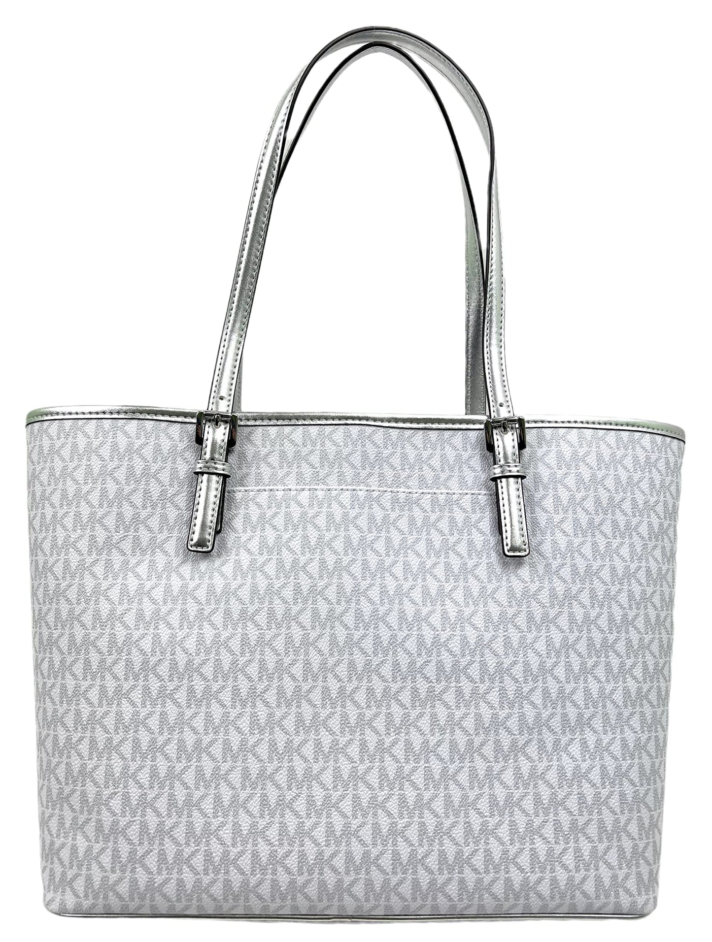 Michael Kors MK Jet Set Girls JST Medium Signature Carry all Tote Logo Bag (Bright White multi)